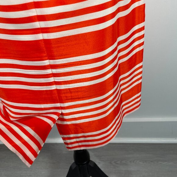 J Crew Orange White Striped Scoop Neck Sleeveless Elastic Waist Dress Size 4 - Picture 11 of 16